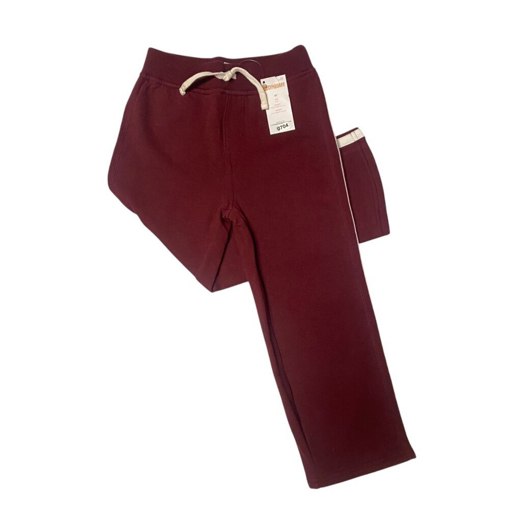 NWT Gymboree Kids Burgundy Jogger Pants 4T Cotton Blend Comfy Wear Drawstrings